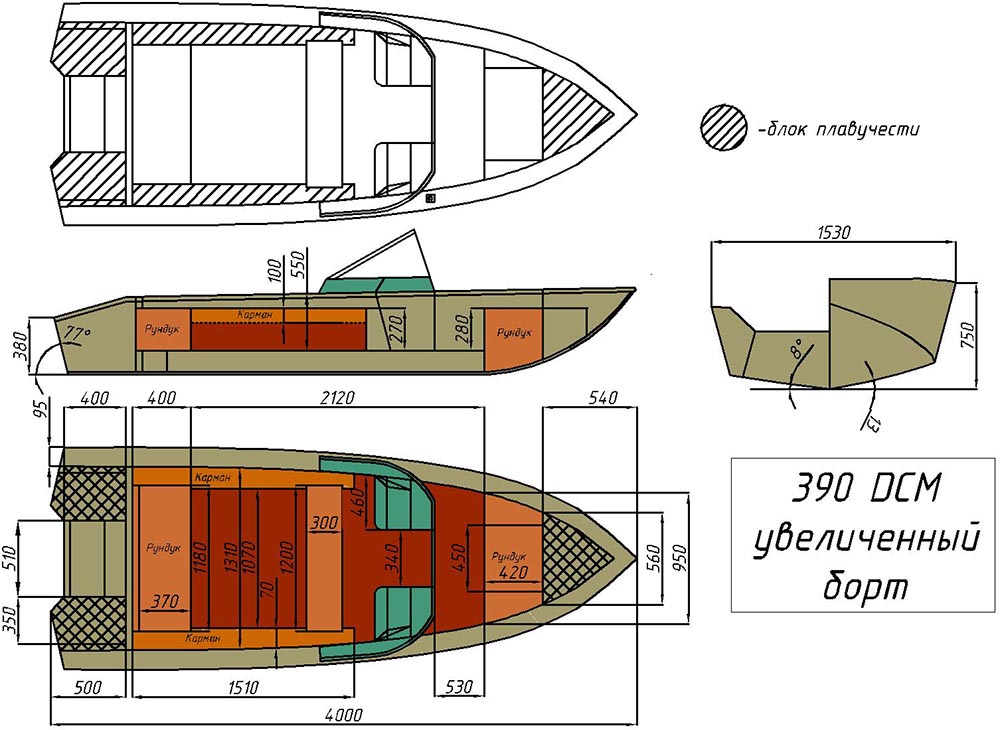 чертёж для -  Wyatboat-390 DCM Увеличенный борт