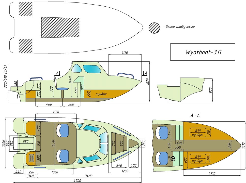 чертёж для - Wyatboat-3 П (полурубка)