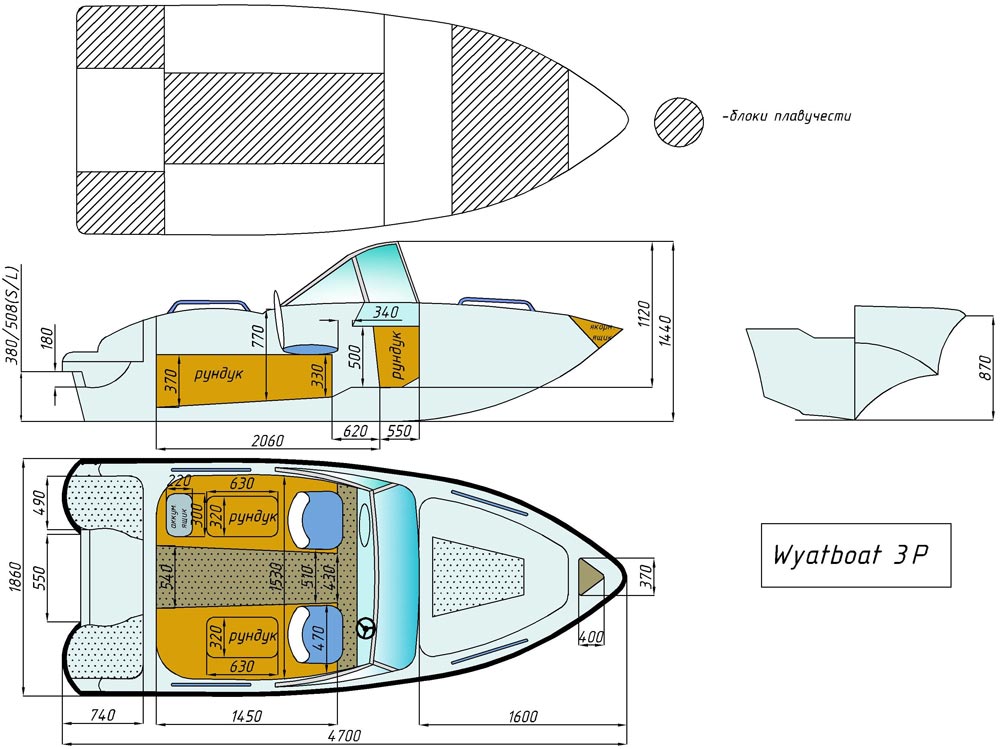 чертёж для - Wyatboat-3 (c рундуками)